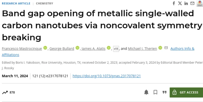 Opening of Metallic Single-Walled Carbon Nanotubes via Noncovalent Symmetry Breaking